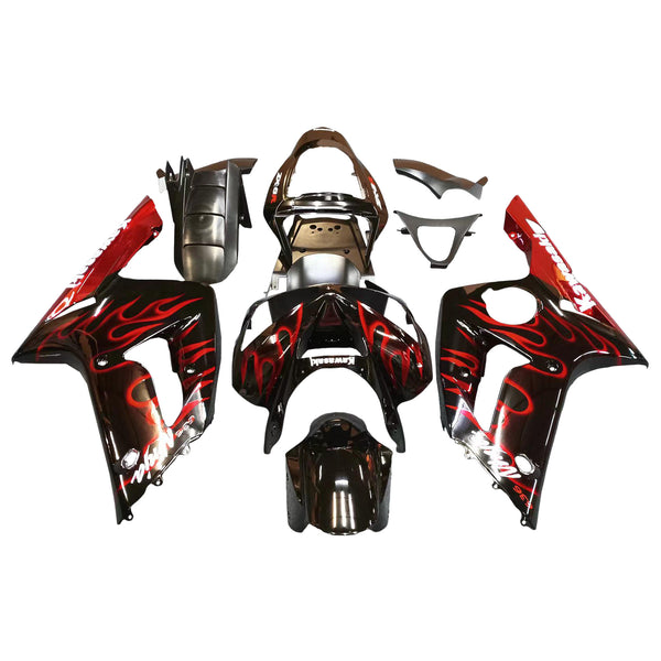 Fairings 2003-2004 Kawasaki ZX6R 636 Black & Red Flame ZX6R Generic