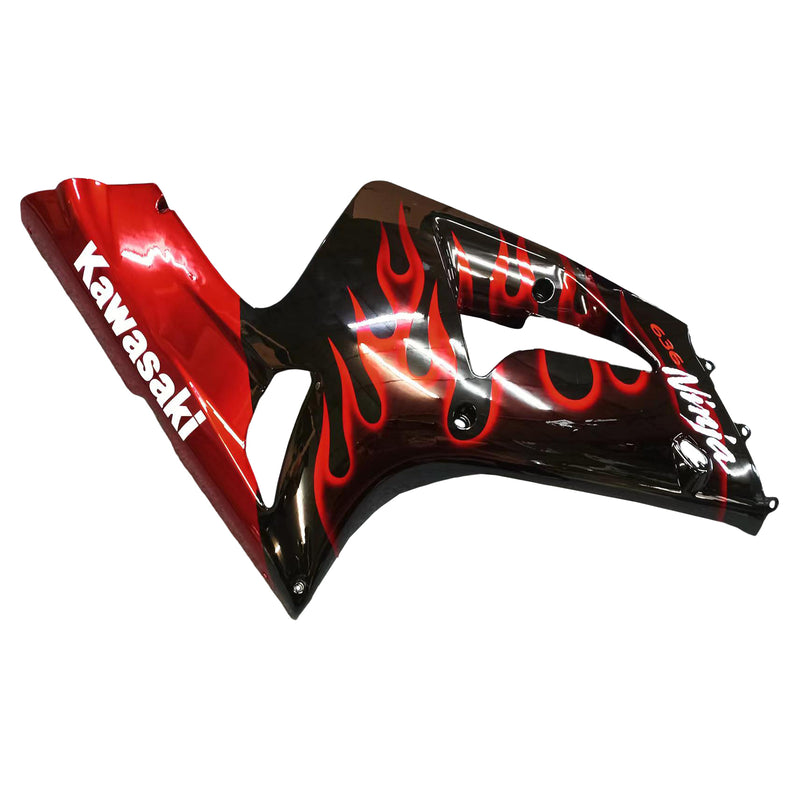 Fairings 2003-2004 Kawasaki ZX6R 636 Black & Red Flame ZX6R Racing Generic