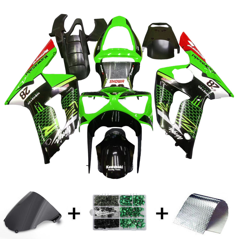 Amotopart Kawasaki ZX6R 636 2003-2004 kåpa Set Body Plast ABS