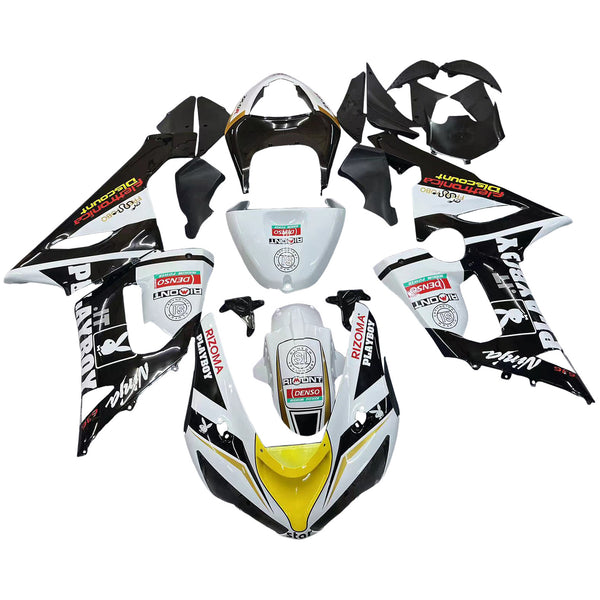 Fairings 2005-2006 Kawasaki ZX6R 636 Svart Hvit Gul Playboy Racing Generisk