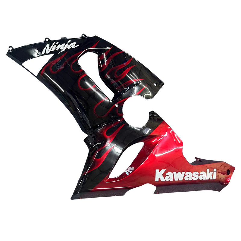 Fairings 2005-2006 Kawasaki ZX6R 636 Black & Red Flame Ninja Generic