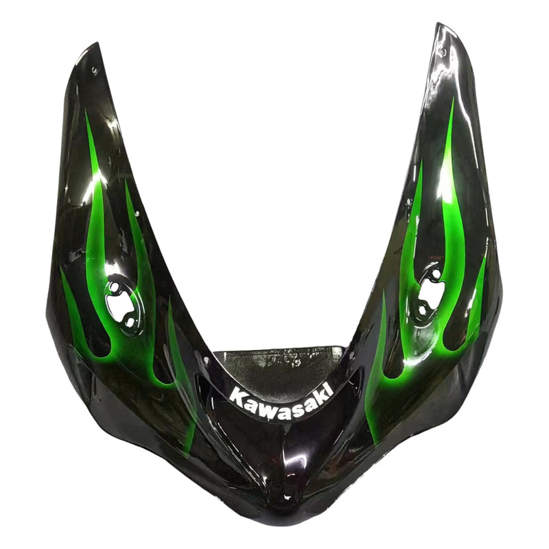 Fairings 2005-2006 Kawasaki ZX6R 636 Black & Green Flame Ninja Racing Generic