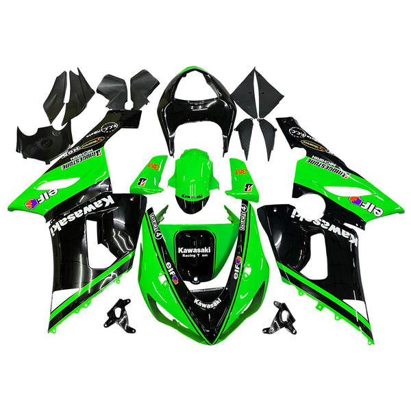 Fairings 2005-2006 Kawasaki ZX6R 636 Grønn Svart Kawasaki Racing Generisk