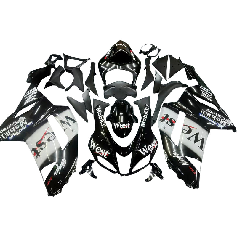 Fairings 2007-2008 Kawasaki ZX6R ZX636 Svart Vit West Ninja Generic