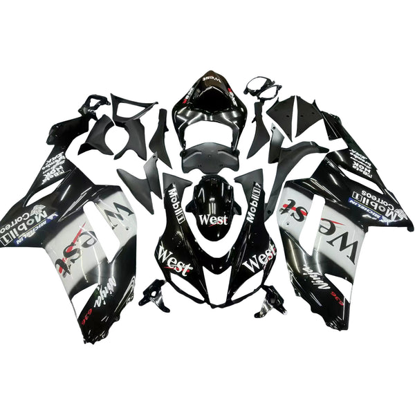 Fairings 2007-2008 Kawasaki ZX6R ZX636 Svart Vit West Ninja Racing Generic