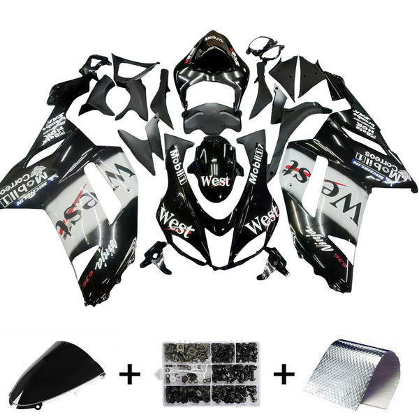 Fairings 2007-2008 Kawasaki ZX6R ZX636 Black White West Ninja Generic