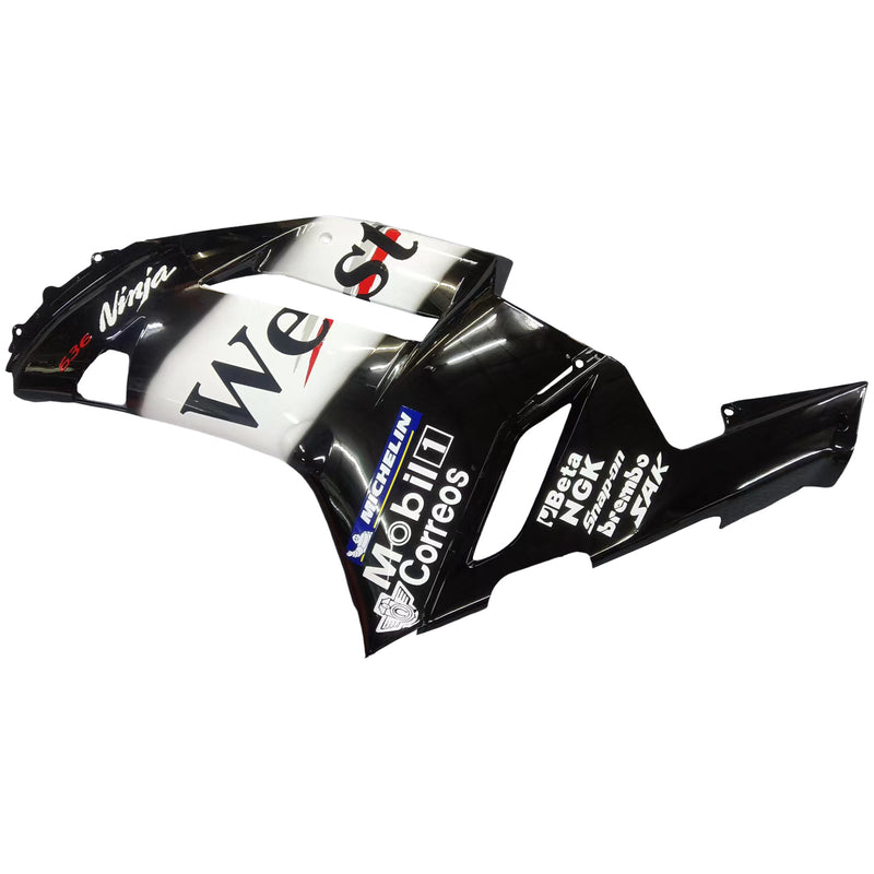 Fairings 2007-2008 Kawasaki ZX6R ZX636 Black White West Ninja Racing Generic