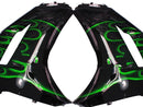 Verkleidungen 2007-2008 Kawasaki ZX6R ZX636 Black &amp; Green Flame Ninja Generic