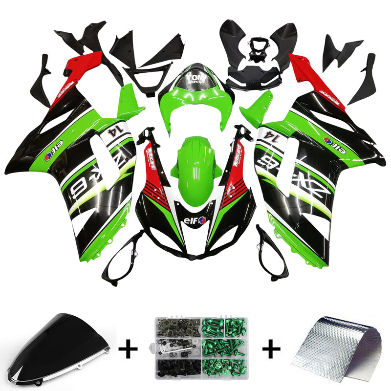 Amotopart kåpa set för Kawasaki ZX6R 636 2007-2008, kropp, plast, ABS