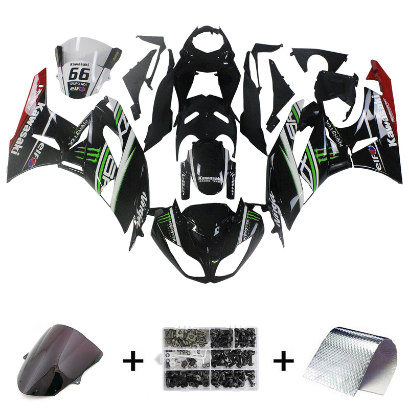 Kit de carenagem Amotopart Kawasaki ZX6R 636 2009-2012 corpo plástico ABS