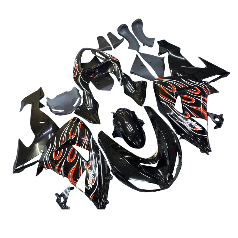 Fairings 2006-2007 Kawasaki ZX 10R Black Red Flame Racing Generic