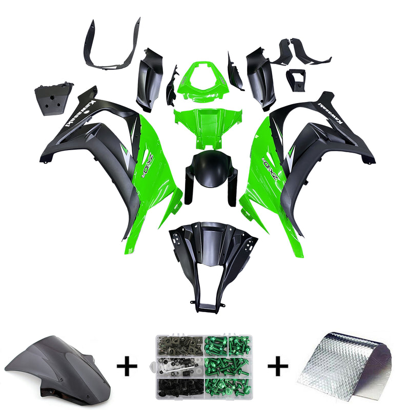 Para Ninja ZX10R 2011-2015 verde preto carenagem ABS kit de plástico moldado por injeção 8