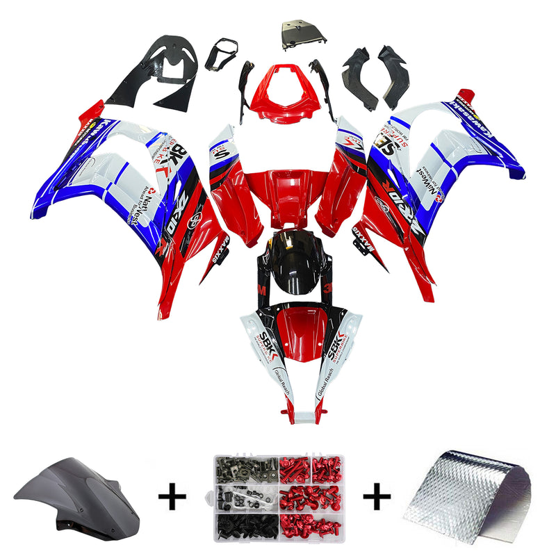 Para Ninja ZX10R 2011-2015 Rojo Blanco Azul Cuerpo Trim ABS Kit de plástico moldeado por inyección 10