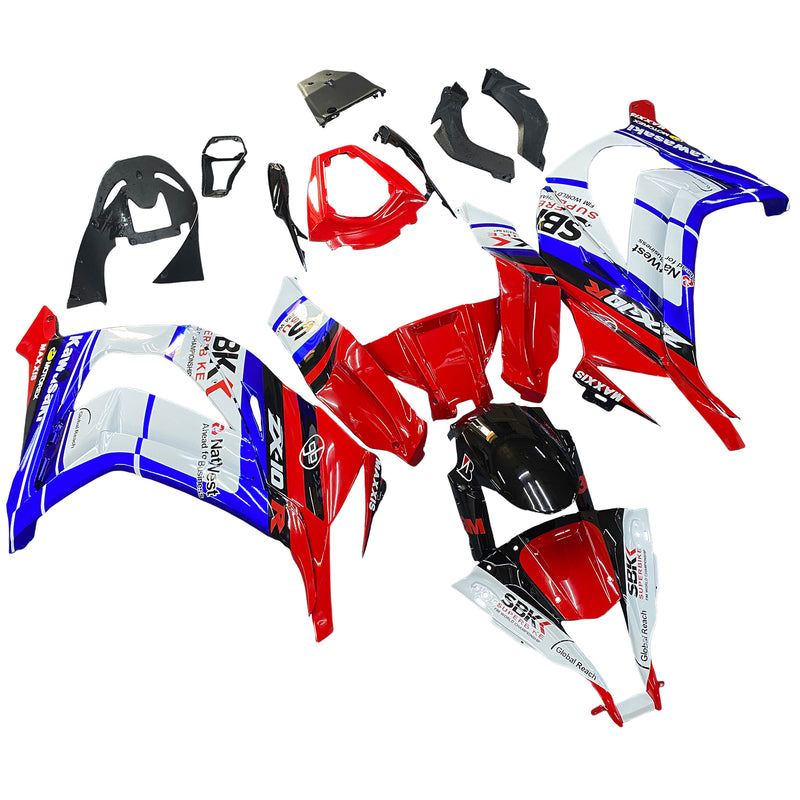 Für Ninja ZX10R 2011–2015, rot, weiß, blau, Karosserieverkleidung, ABS-Spritzguss-Kunststoff-Set, 10