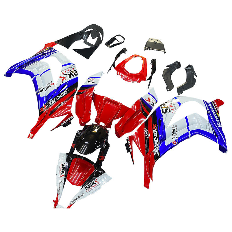 Para Ninja ZX10R 2011-2015 Rojo Blanco Azul Cuerpo Trim ABS Kit de plástico moldeado por inyección 10