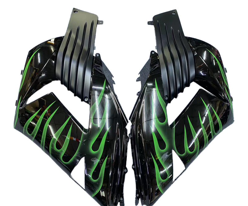 Fairings 2006-2011 Kawasaki ZX14R Black & Green Flame Ninja Generic