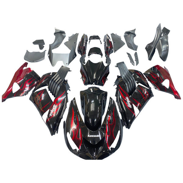 Owiewki 2006-2011 Kawasaki ZX14R Czarno-Czerwony Płomień Ninja Racing Generic