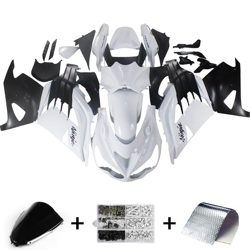 Para Ninja ZX14R ZZR1400 2012-2022 Panel de cuerpo blanco ABS Kit de plástico de moldeo por inyección 4