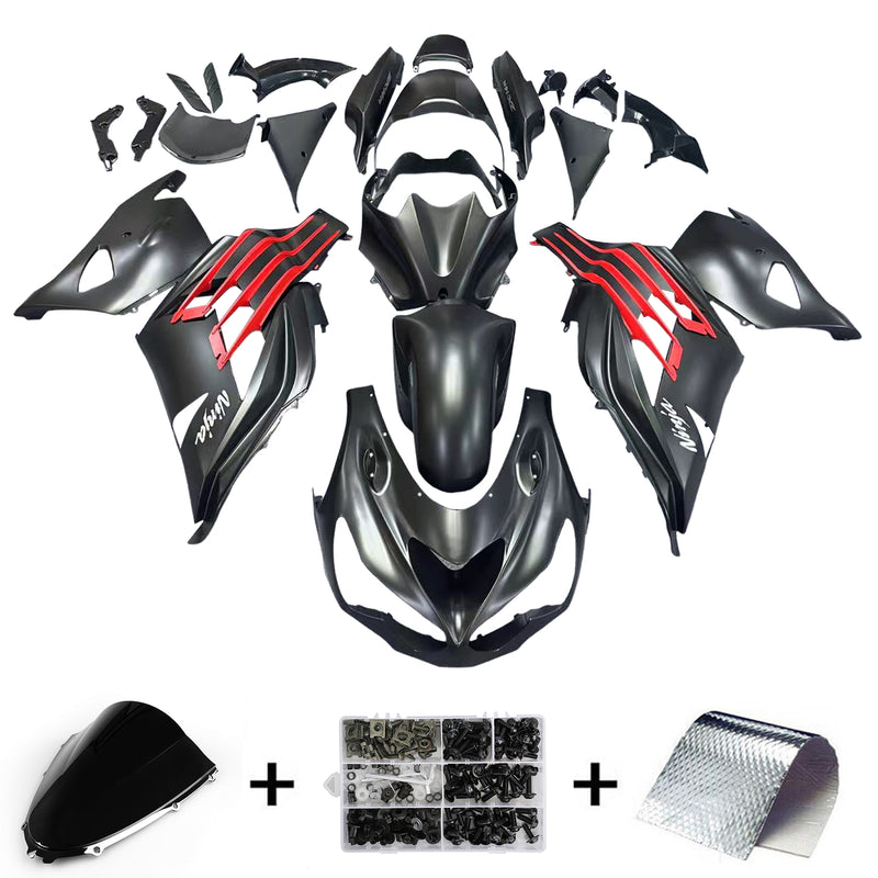 Carenagens de plástico 2012-2022 Kawasaki ZX14R ZZR1400 Ninja Preto Vermelho Genérico