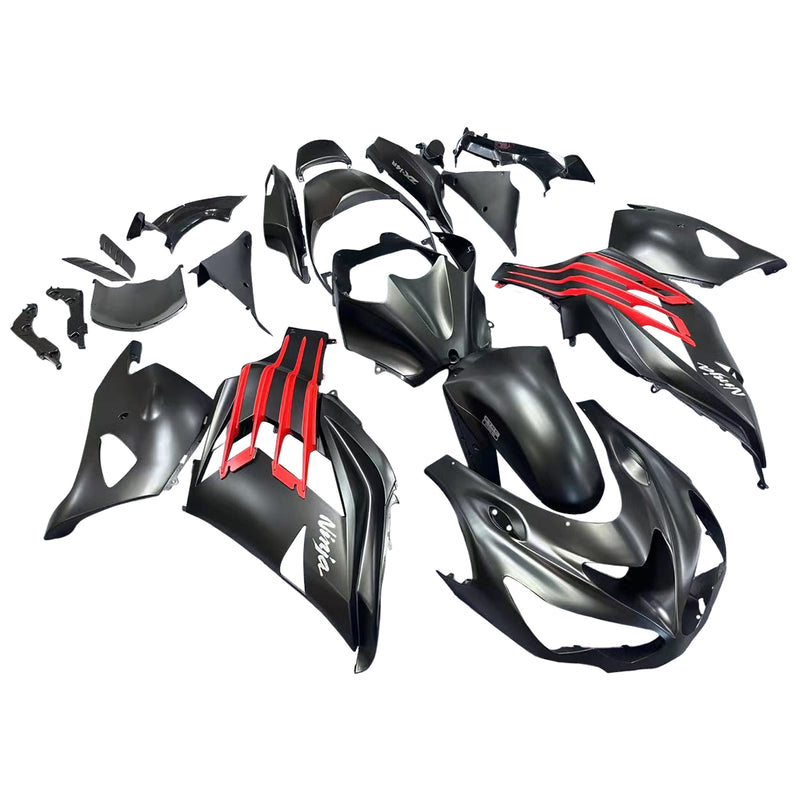 Für Ninja ZX14R ZZR1400 2012-2022, schwarz, rot, Karosserieverkleidung, ABS-Spritzguss-Kunststoff-Set, 8