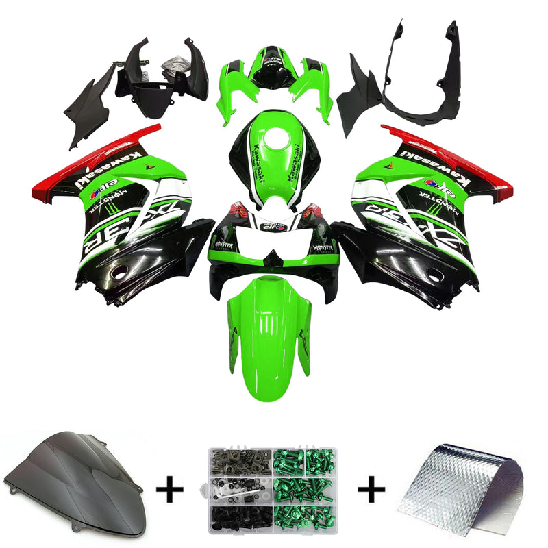 Amotopart Verkleidungsset für Kawasaki EX250 Ninja250R 2008–2012, Karosserie, Kunststoff, ABS