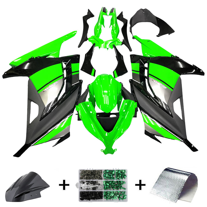 Fairings 2013-2017 Plast Kawasaki Ninja 300R EX300R Grønn Svart Ninja Generisk