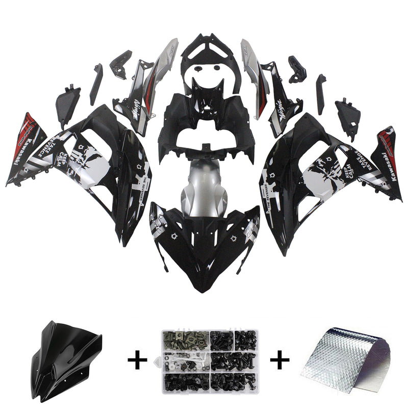 Amotopart kåpa set för Kawasaki ER6F/Ninja 650 R 2017-2019, kropp, plast, ABS