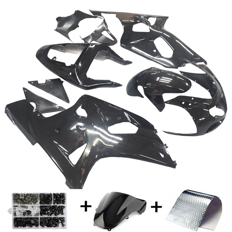 Verkleidungs-Einspritz-Kunststoff-Set, glänzend schwarz, passend für Suzuki GSXR600/750 2001–2003