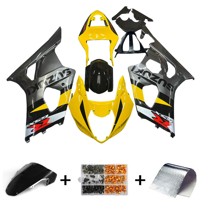 Para corpo GSXR1000 2003-2004 carenagem amarelo ABS kit de plástico moldado por injeção genérico