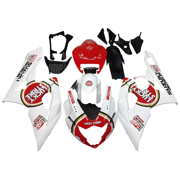 Carenagens 2005-2006 Suzuki GSXR 1000 branco e vermelho Lucky Strike Racing genérico