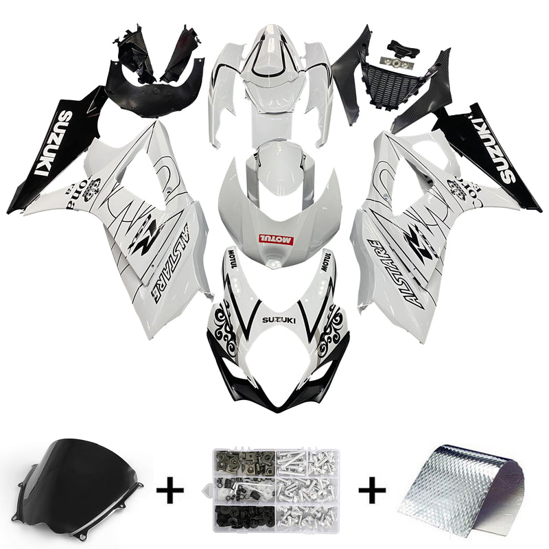 Fairings 2007-2008 Suzuki GSXR 1000 White Black Alstare Generic