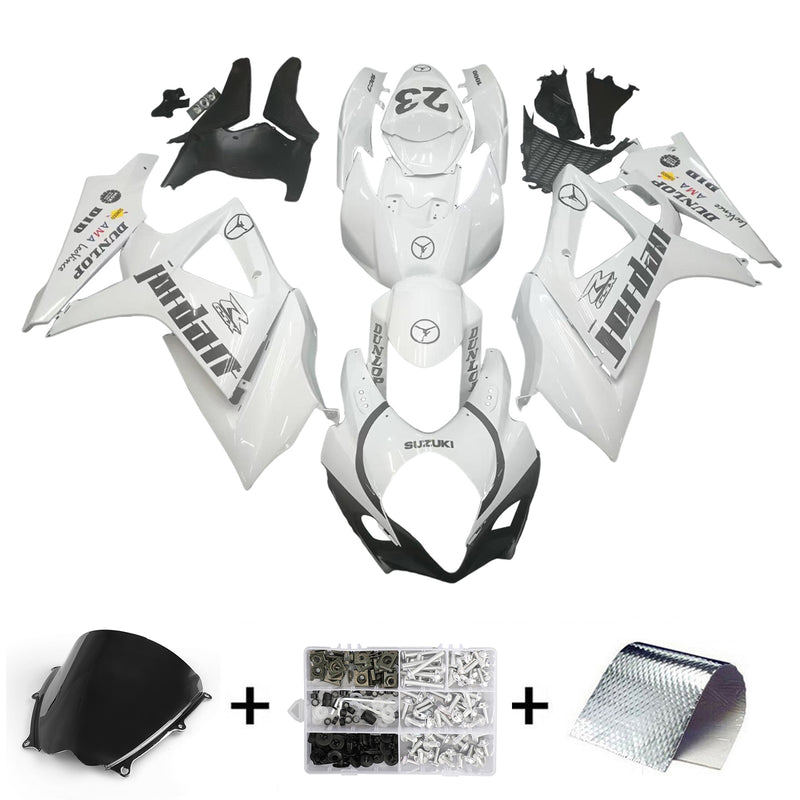 Fairings 2007-2008 Suzuki GSXR 1000 White Black Jordan Generic