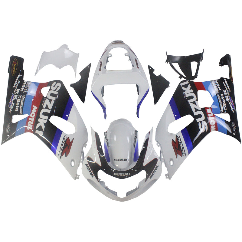 Para GSXR600 2001-2003 carenagem corpo branco ABS kit de plástico moldado por injeção genérico