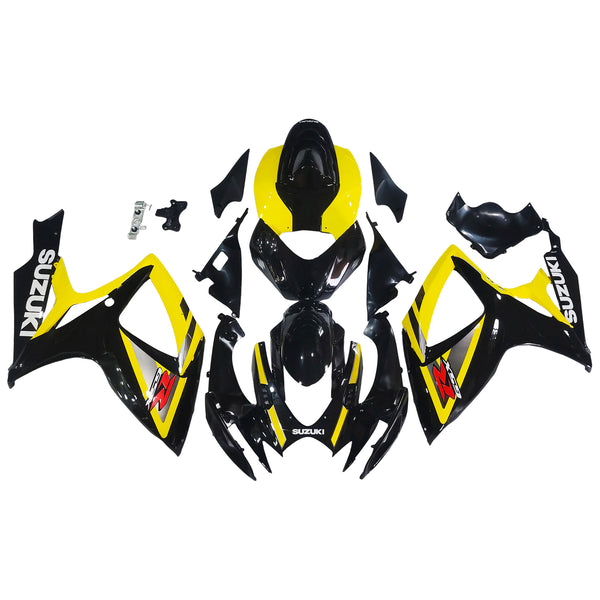 Carenagens 2006-2007 Suzuki GSXR 600 750 Preto e Amarelo GSXR Genérico