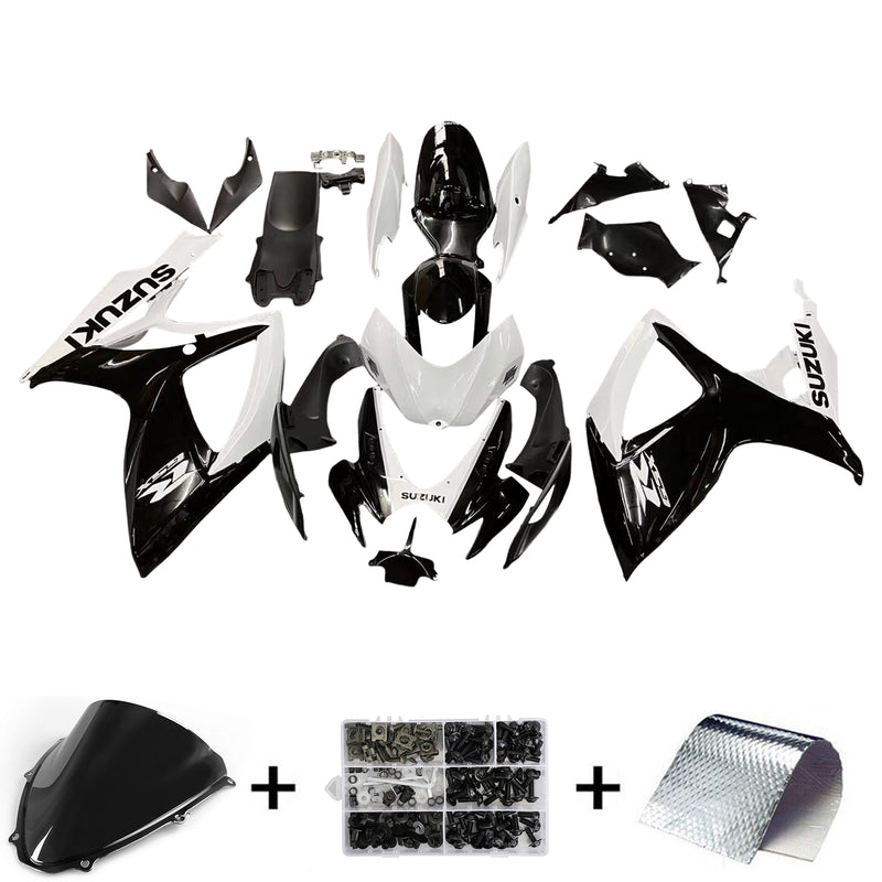 Carenagens 2006-2007 Suzuki GSXR 600 750 Preto e Branco GSXR Genérico