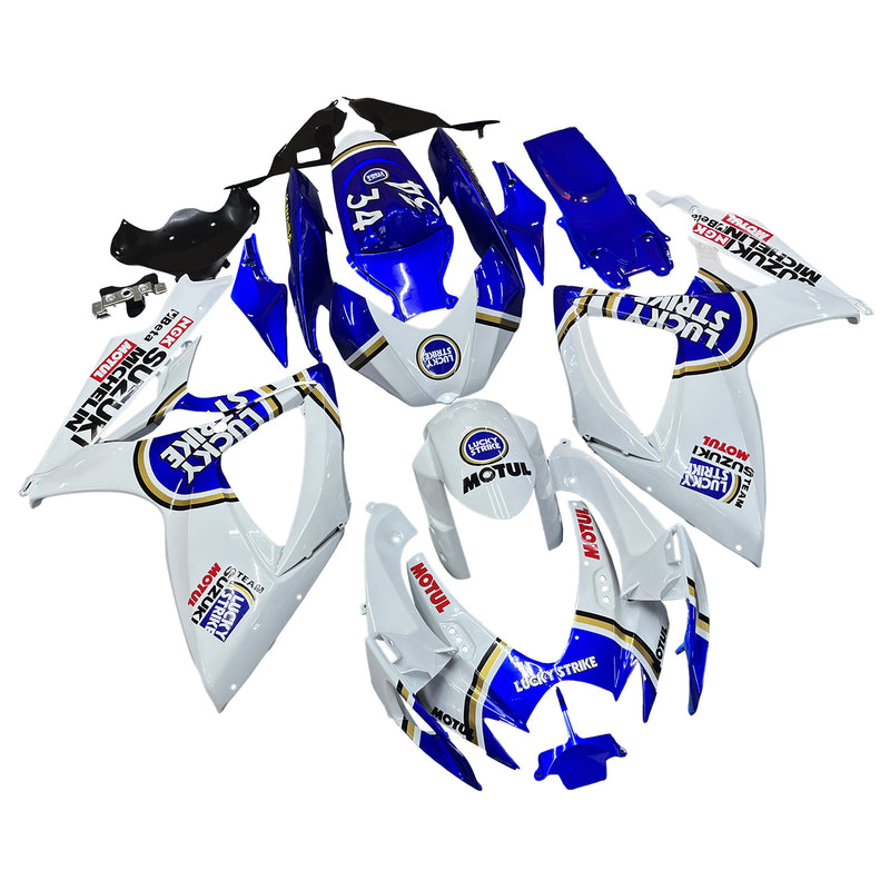 Carenados 2006-2007 Suzuki GSXR 600 750 Blanco Azul Lucky Strike Racing Genérico