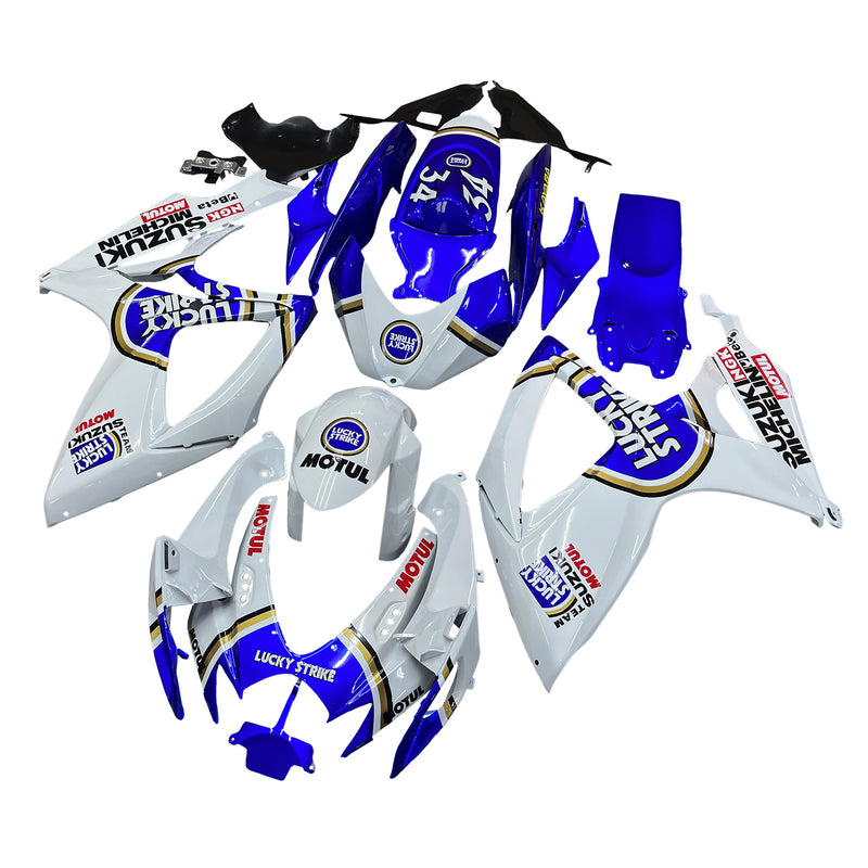 Fairings 2006-2007 Suzuki GSXR 600 750 Hvit Blå Lucky Strike Racing Generisk