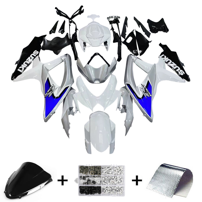 Fairings 2008-2010 Suzuki GSXR 600 750 Silver White GSXR Racing Generic