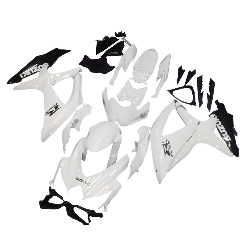 Fairings 2008-2010 Suzuki GSXR 600 750 Hvit Svart GSXR Generisk