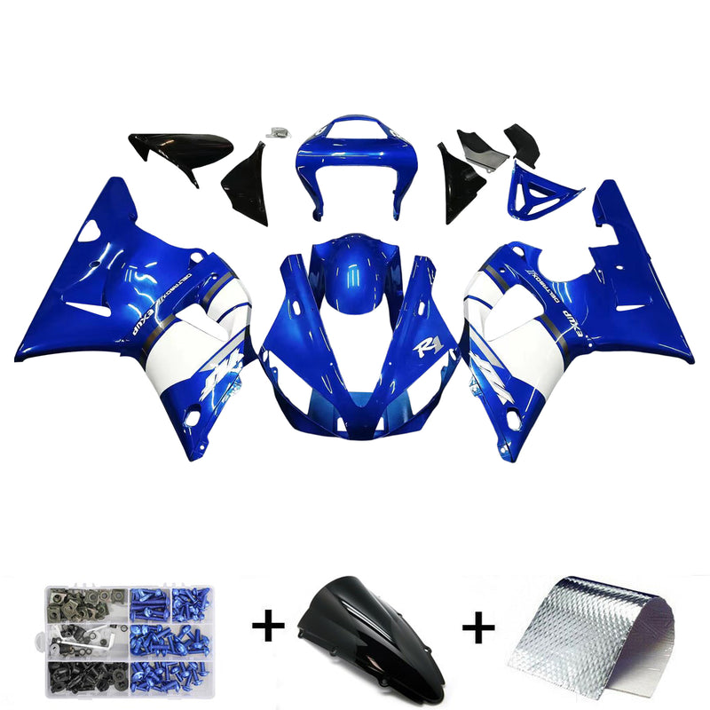 ABS Injection Plastic Fairing Kit för Yamaha YZF R1 2000-2001 Blue Generic