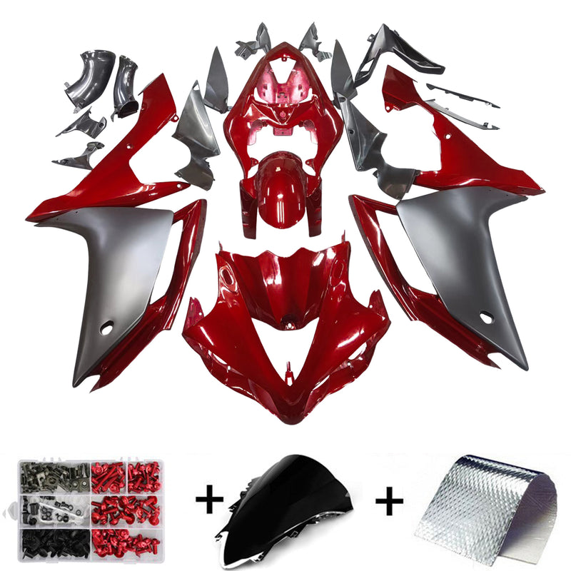 ABS Injection Plastic Fairing Kit för Yamaha YZF R1 2007-2008 Svart Röd Generisk