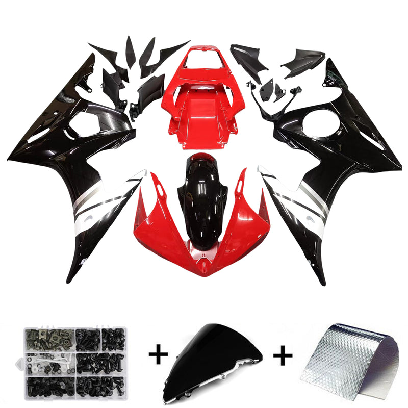 Verkleidungs-Einspritz-Kunststoff-Set passend für Yamaha 2003 2004 YZF R6 rot weiß generisch