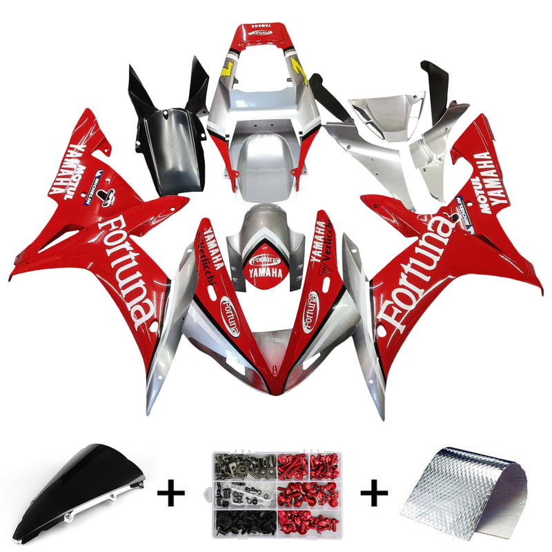 Fairings 2002-2003 Yamaha YZF-R1 Red Silver Fortuna Racing Generic