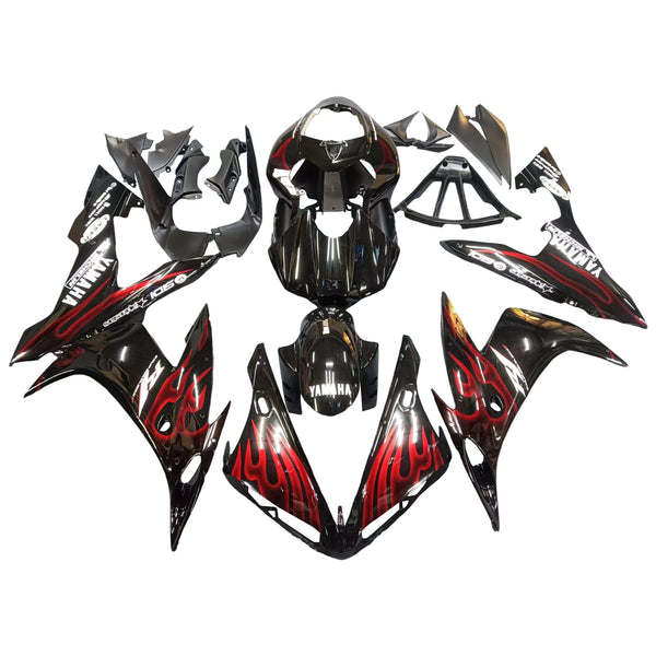 Fairings 2004-2006 Yamaha YZF-R1 Black & Red Flame R1 Racing Generic