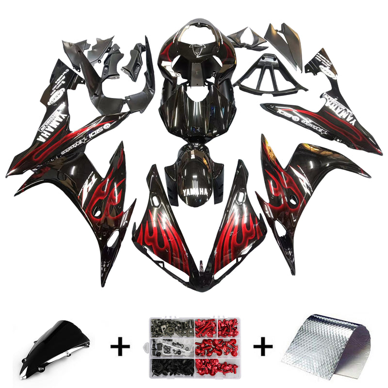 Fairings 2004-2006 Yamaha YZF-R1 Black & Red Flame R1 Racing Generic