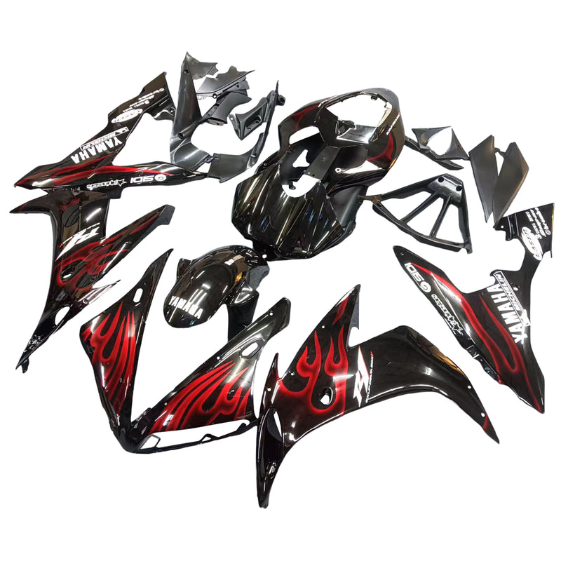 Fairings 2004-2006 Yamaha YZF-R1 Black & Red Flame R1 Racing Generic