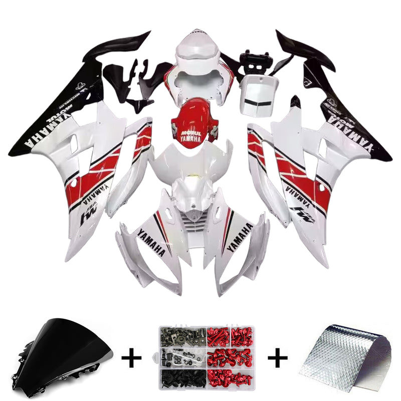 Carenagens 2006-2007 Yamaha YZF-R6 Branco Vermelho Preto R6 Racing Genérico