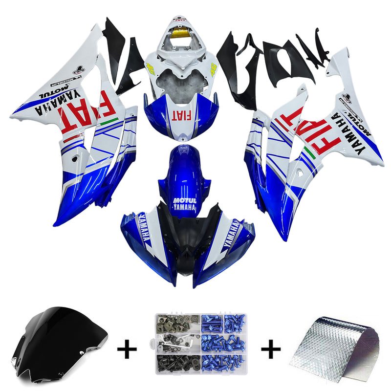 Fairings 2008-2016 Yamaha YZF-R6 Hvit Blå nr. 46 FIAT R6 Generisk