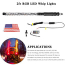 2ft RGB LED APP Whip Lights Antenni lippukaukosäätimellä Polaris UTV ATV:lle