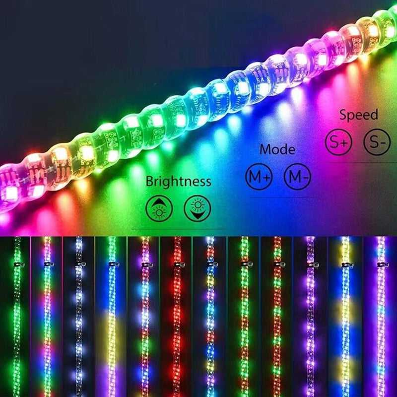 Antena de luzes de chicote LED RGB de 2 pés com controle remoto de bandeira para Polaris UTV ATV